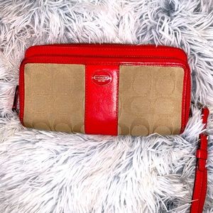 Tan and orange coach wallet